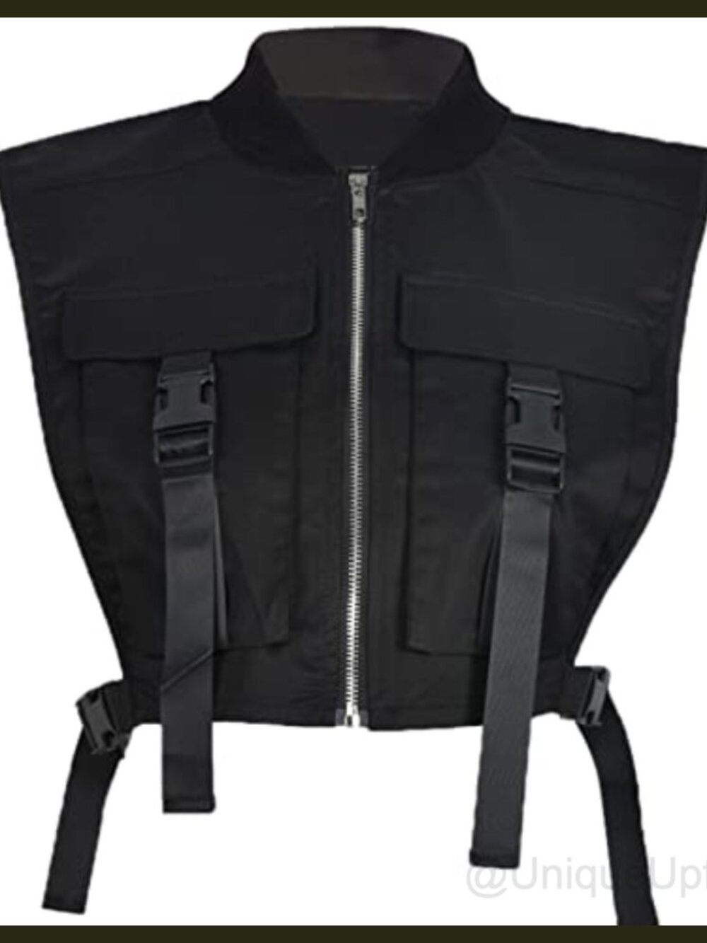 Womens Cropped Cargo Vest Sleeveless Zip Up Bubble Streetwear